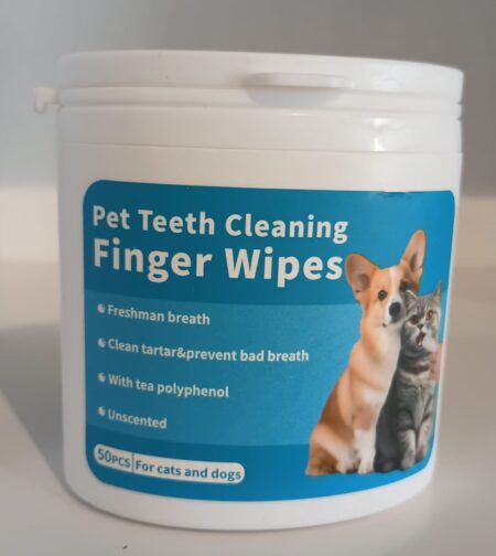 Pet Teeth Cleaning Finger Wipes - For Cats & Dogs - 50 Pcs