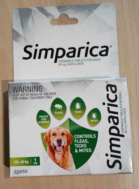 Simparica For Dogs 20.1- 40kg Green Large 1 Chew